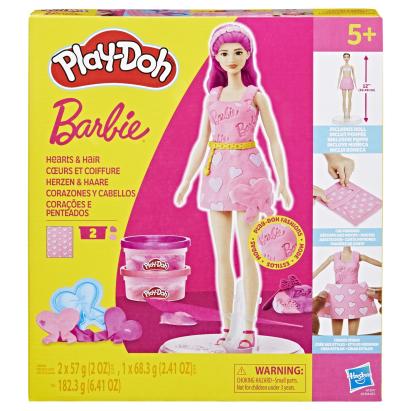 Set creativ Barbie Play-Doh Inimioare si Par cu papusa si accesorii