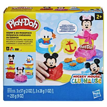 Set creativ Play-Doh Disney Jr Mickey Mouse cu stampile si vehicule, 2+