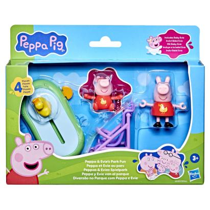 Set Peppa Pig cu Peppa si Evie in parcul de distractii