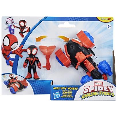 Set figurina Miles Morales si vehicul Techno Racer Marvel Spidey 7,6 cm