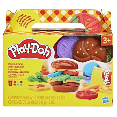 Set Play-Doh de gatit burger cu 6 culori si accesorii pentru modelaj