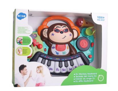 Pianina interactiva pentru bebe Maimutica DJ cu lumini, sunete si microfon