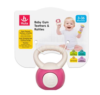 Jucărie de dentiție kettlebell cu zornăitoare pentru bebeluși 3+ luni