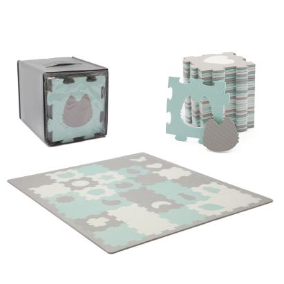 Covoraș de joacă Kinderkraft Luno Shapes, puzzle 3D din spumă, mint