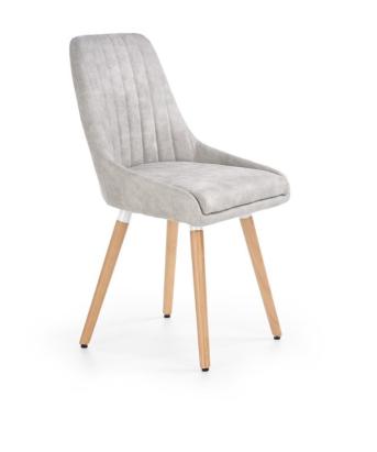 Scaun dining gri deschis Halmar K-284, tapițat, cu picioare din lemn masiv