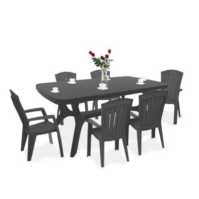 Set mobilier de grădină Curver Baltorini 6+1, grafit, pentru terasă și curte