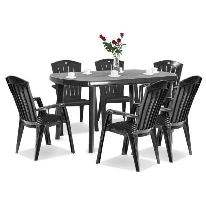 Set mobilier de grădină Curver Eltorini 6+1 grafit, masă și 6 scaune