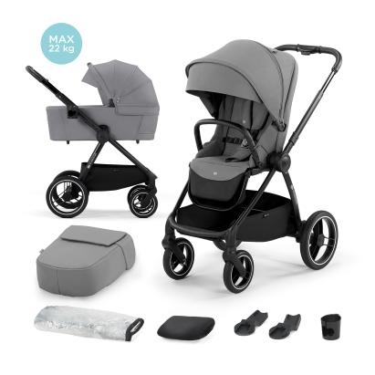 Carucior Kinderkraft Nea 2 in 1 cu landou si suspensii, Platinum Grey