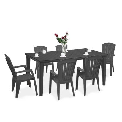 Set mobilier de grădină Curver Futorini 6+1, grafit, aspect lemn