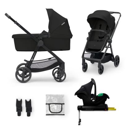 Cărucior Kinderkraft NEWLY 4 în 1 cu scoică auto, Classic Black