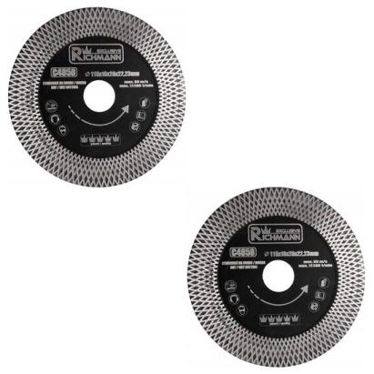 Set 2 discuri diamantate turbo, subtire, dublu segmentat, placi ceramice, taiere umeda si uscata, 115 mm/22.23 mm, Richmann Exclusive GartenVIP DiyLine