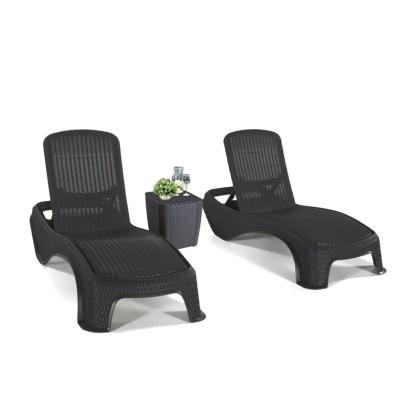 Set 2 șezlonguri de grădină Curver Atlantic Duo cu masă Luzon, grafit