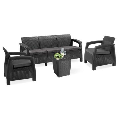 Set mobilier de grădină Curver Corfu Love Duo cu masă Luzon, grafit
