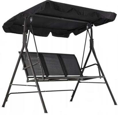 Leagan balansoar gradina Sersimo Textilene, 3 locuri, 260kg, negru Household NewTrend