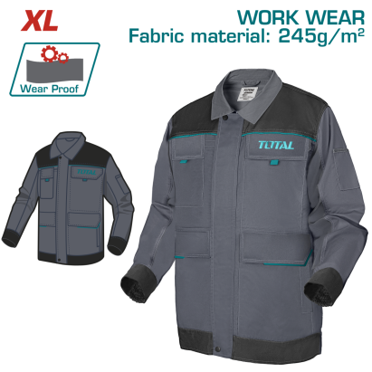 Geacă de lucru TOTAL XL, 245 g/mp, cu întărituri Oxford și buzunare multiple