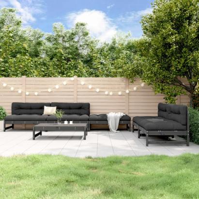 Set mobilier relexare de grădină, 6 piese, gri, lemn masiv pin GartenMobel Dekor