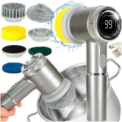 Perie electrica "5-in-1" cu 5 accesorii de curatare pentru baie, podea, rosturi faianta, piscina, cu afisaj cu LED si incarcare USB FAVLine Selection