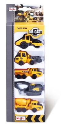 Set 5 utilaje de constructii Volvo Maisto die-cast, mini vehicule metalice