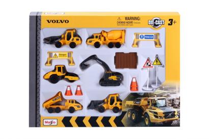 Set utilaje de constructii Volvo Maisto die-cast cu accesorii