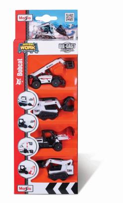 Set 4 utilaje Bobcat Maisto die-cast cu piese mobile pentru copii