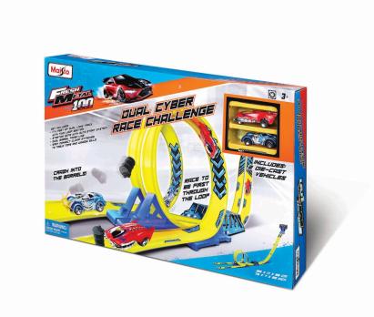 Pistă de curse Maisto Dual Cyber Challenge cu buclă dublă și 2 mașinuțe