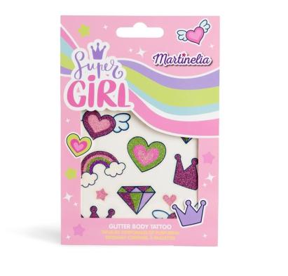 Tatuaje cu sclipici Martinelia Super Girl pentru copii, multicolor