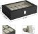SONGMICS Cutie depozitare ceasuri cu 12 compartimente, capac din sticla, interior catifea, 30x21x9 cm, negru Household NewTrend