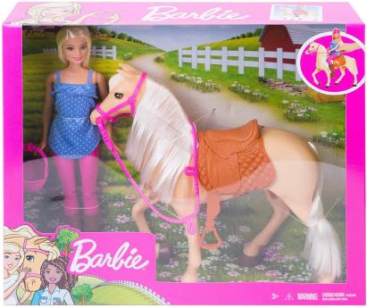 Păpușă Barbie cu cal și accesorii pentru echitație, Mattel
