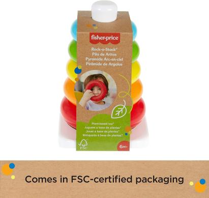 Piramidă cu inele Fisher-Price Rock-a-Stack pentru bebeluși 6+ luni