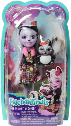 Papusa Enchantimals Sage Skunk cu animalutul Caper, Mattel