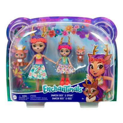 Set papusi Enchantimals Surori Danessa Deer cu Sprint si Danetta