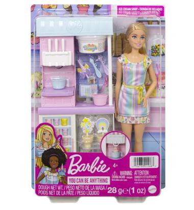 Set Barbie Magazin de Inghetata cu papusa si accesorii, 4+ ani