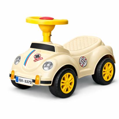 Mașinuță fără pedale retro bej pentru copii 1-3 ani, 35x51x25 cm