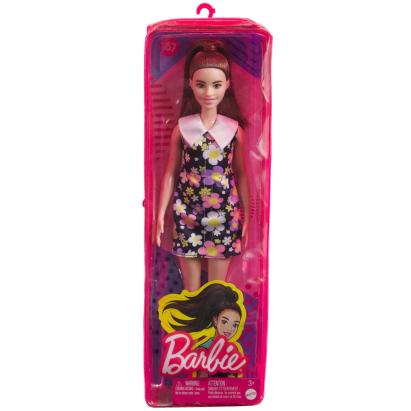 Papusa Barbie Fashionistas Satena cu rochie florală și adidași roz