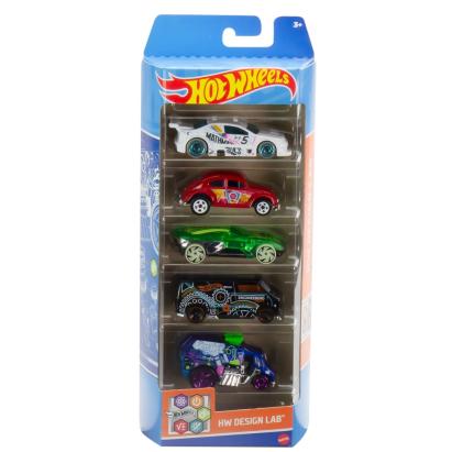 Set 5 mașinuțe Hot Wheels Design Lab, multicolor, 3+ ani