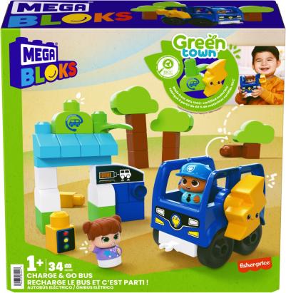 Set construcție Mega Bloks Green Town Autobuz electric, 34 piese