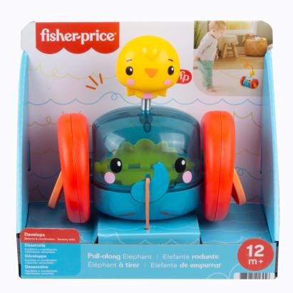 Jucărie de tras Elefănțel Fisher-Price cu sunete și bile colorate, 12m+