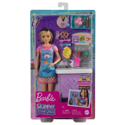 Păpușa Barbie Skipper First Jobs Snack Bar cu accesorii și tejghea