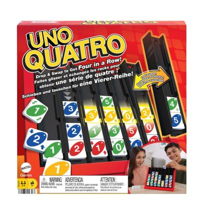 Joc de familie UNO Quatro Mattel, strategie si 4 la rand, 7+ ani