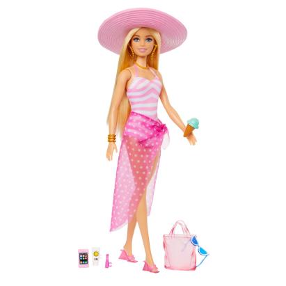 Papusa Barbie la Plaja cu accesorii de vara si geanta, 3+ ani
