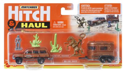 Set Matchbox Hitch & Haul Jeep Wagoneer cu remorcă Pony Trailer 1:64