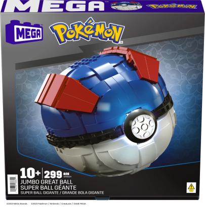 Set de constructie Pokemon Mega Construx Great Ball Jumbo cu lumini