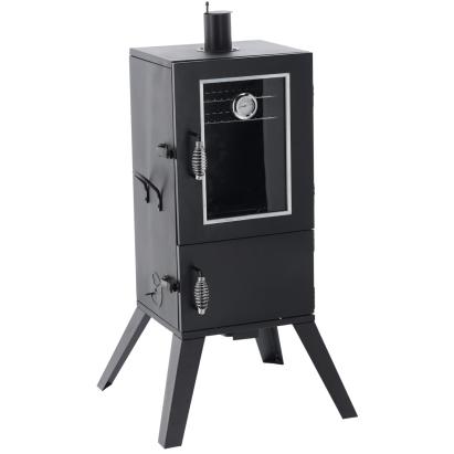 Afumatoare pentru gradina cu termometru si 3 gratare, 60x55x103 cm, negru Household NewTrend