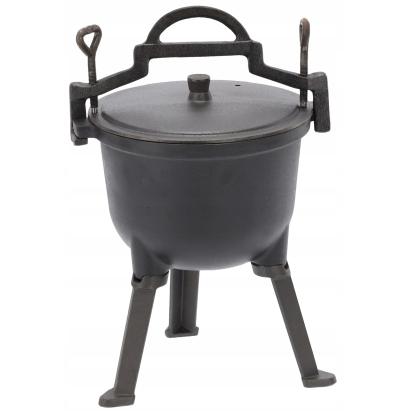 Ceaun vanatoresc din fonta, cu capac si picioare pentru gatit in aer liber, 5L, 25x42 cm, negru Household NewTrend