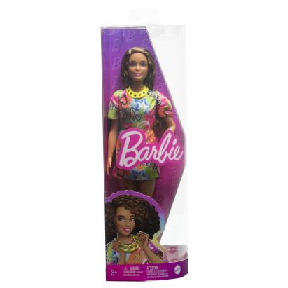 Papusa Barbie Fashionistas Good Vibes cu rochie multicolora si accesorii