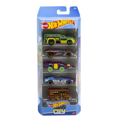 Set 5 mașinuțe Hot Wheels City multicolor pentru copii 3+