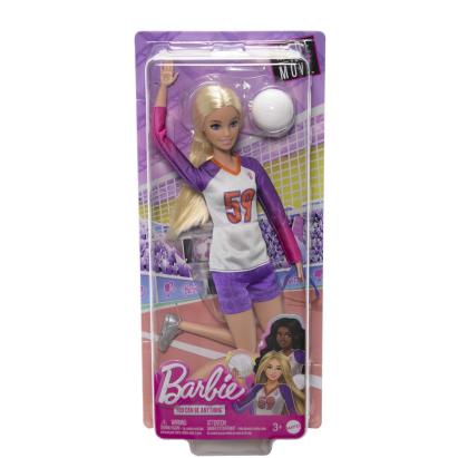 Păpușă Barbie voleibalistă cu minge și ținută sport, pentru copii 3+ ani