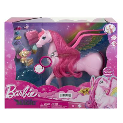 Pegasus Barbie A Touch of Magic cu lumini, sunete si 10 accesorii