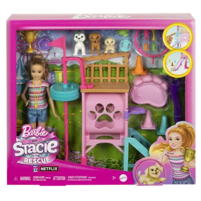 Papusa Barbie Stacie dresoare de catei cu set de joaca si accesorii
