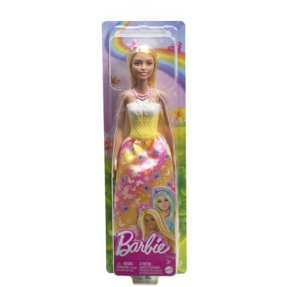Păpușă Barbie blondă cu rochie galbenă și accesorii Mattel